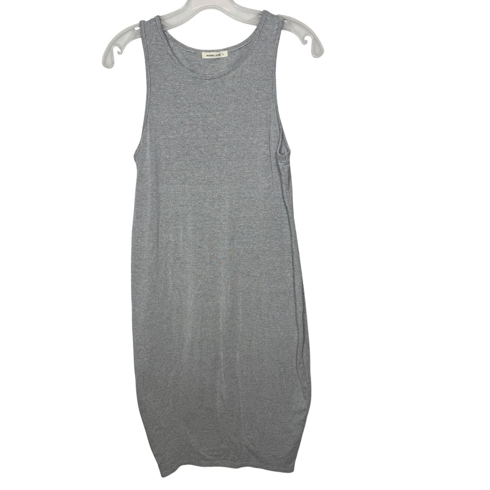 Marine Layer Womens Grey Micro Stripe Sleeveless Tank Midi Dress Large